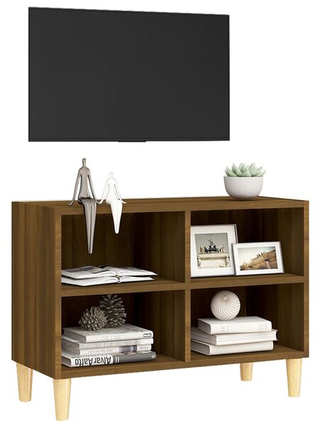 Barna tölgy TV-szekrény tömör falábakkal 69,5x30x50 cm