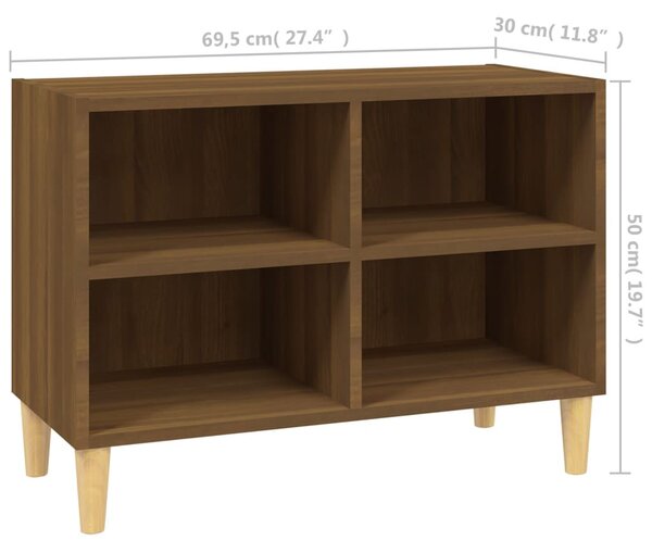 Barna tölgy TV-szekrény tömör falábakkal 69,5x30x50 cm