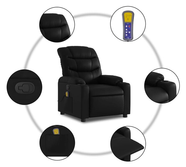 Fekete műbőr masszázsfotel