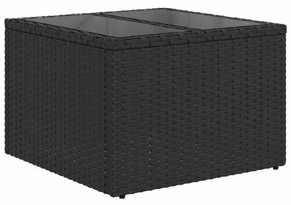 8 db fekete polyrattan kerti kanapégarnitúra párnákkal