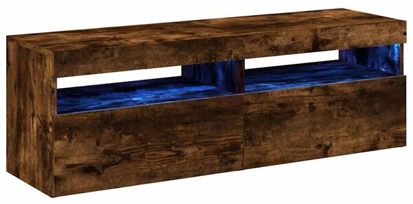 2 db barna tölgyszínű TV-szekrény LED-ekkel 60 x 35 x 40 cm