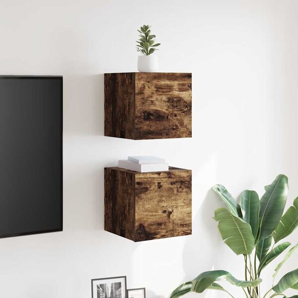 2 db füstös tölgy színű fali TV-szekrény 30,5 x 30 x 30 cm