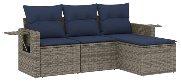 VidaXL 4 db szürke polyrattan kerti kanapégarnitúra párnákkal