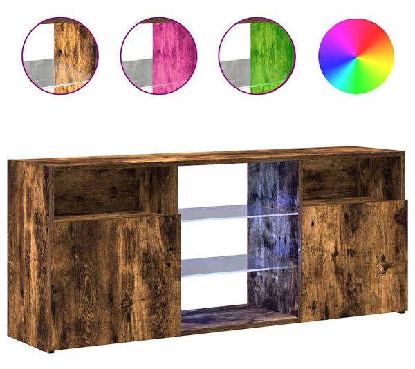Füstös tölgy színű LED-es TV-szekrény 120 x 30 x 50 cm