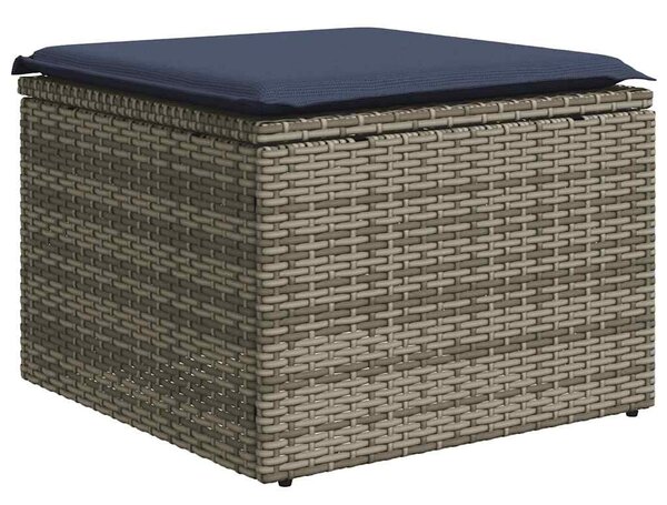 10 db szürke polyrattan kerti kanapégarnitúra párnákkal