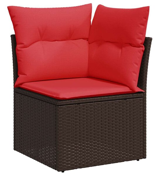 VidaXL 10 db barna polyrattan kerti kanapégarnitúra párnákkal