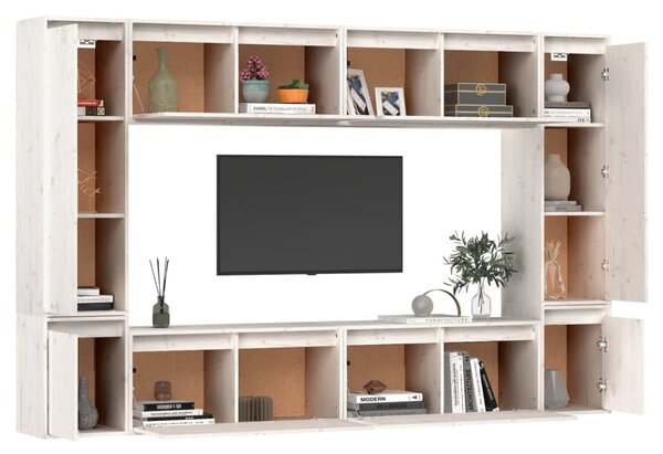 8 darab fehér tömör fenyőfa TV-szekrény