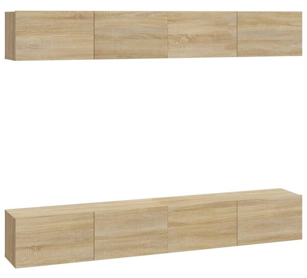 4 db sonoma tölgy színű fali TV-szekrény 100 x 30 x 30 cm