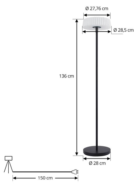 Lindby LED-es szolár állólámpa Samine, fekete, fém, fényerőszabályozható, dimmelhető, Fekete, fém, Modern