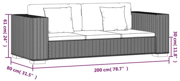 8 darabos háromszemélyes valódi rattan kanapé szett
