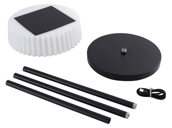Lindby LED-es szolár állólámpa Samine, fekete, fém, fényerőszabályozható, dimmelhető, Fekete, fém, Modern