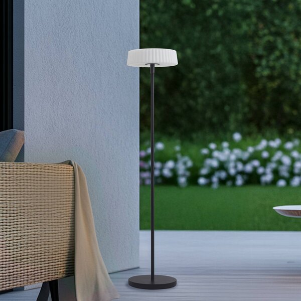 Lindby LED-es szolár állólámpa Samine, fekete, fém, fényerőszabályozható, dimmelhető, Fekete, fém, Modern