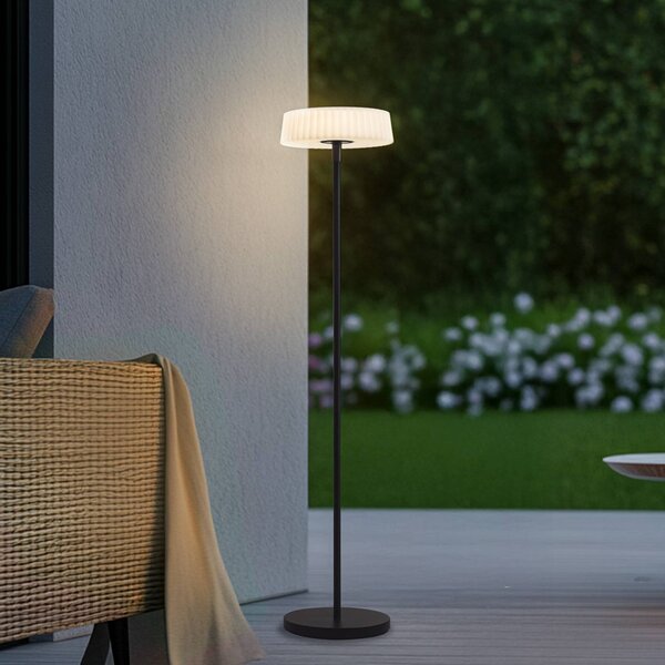 Lindby LED-es szolár állólámpa Samine, fekete, fém, fényerőszabályozható, dimmelhető, Fekete, fém, Modern