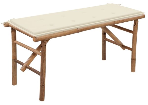 Összecsukható bambusz kerti pad párnával 118 cm