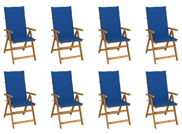 8 db összecsukható tömör akácfa kerti szék párnával