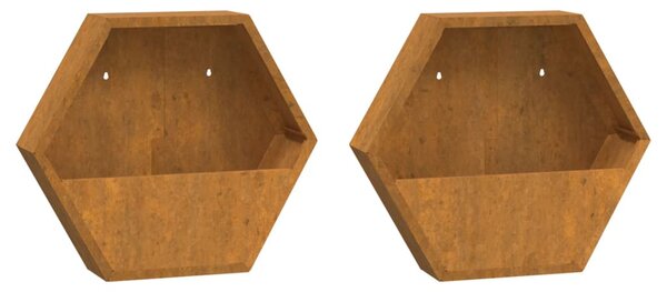 2 db rozsda színű corten acél fali növénytartó 46 x 10 x 40 cm