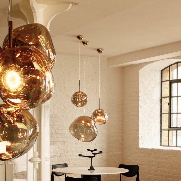 Tom Dixon LED lógó lámpa Melt, Ø 28 cm, bronz színű, dimmelhető, Bronz / antik sárgaréz, Nappali / Étkező, Műanyag, Dizájn