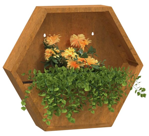 2 db rozsda színű corten acél fali növénytartó 46 x 10 x 40 cm