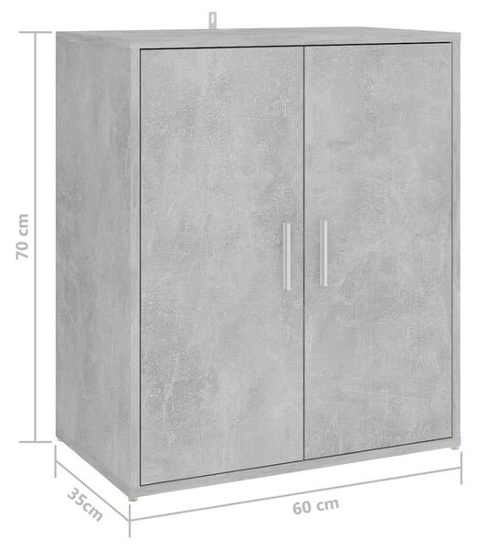 Betonszürke szerelt fa cipősszekrény 60 x 35 x 70 cm