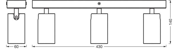 OSRAM OCTAGON fekete mennyezeti spotlámpa, 3 izzós, GU10-LED 927 dimmelhető, dimmelhető, Fekete, Nappali / Étkező, fém, Modern