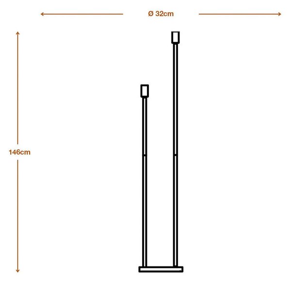 OSRAM DECOR STICK álló lámpa, sötét szürke, magasság 146 cm, 2 x E27, Alu / szürke / cink, Nappali / Étkező, fém, Modern