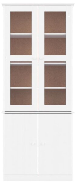 ALTA fehér tömör fenyőfa üvegvitrin 77x35x186,5 cm
