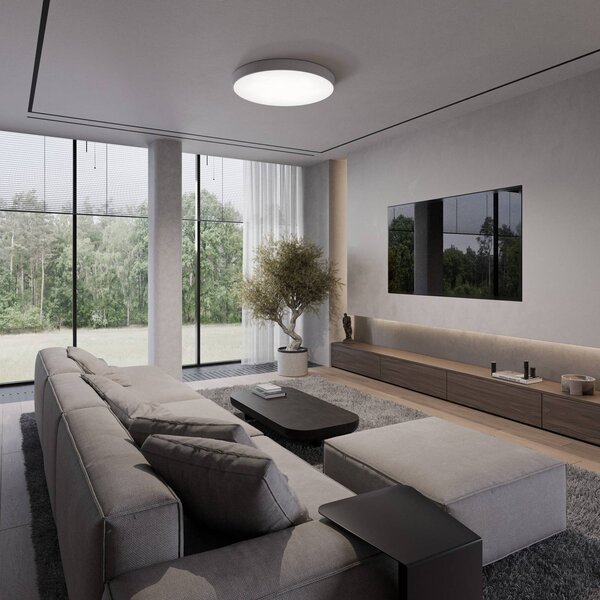 TEMAR LIGHTING Cleo 600 mennyezeti világítás, Ø 60 cm, szürke, dimmelhető, Alu / szürke / cink, Nappali / Étkező, fém, Modern