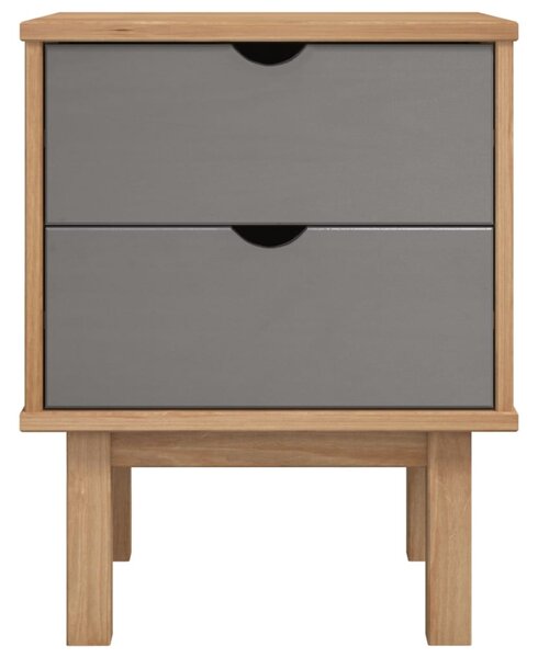 OTTA barna és szürke tömör fenyőfa éjjeliszekrény 45x39x57 cm