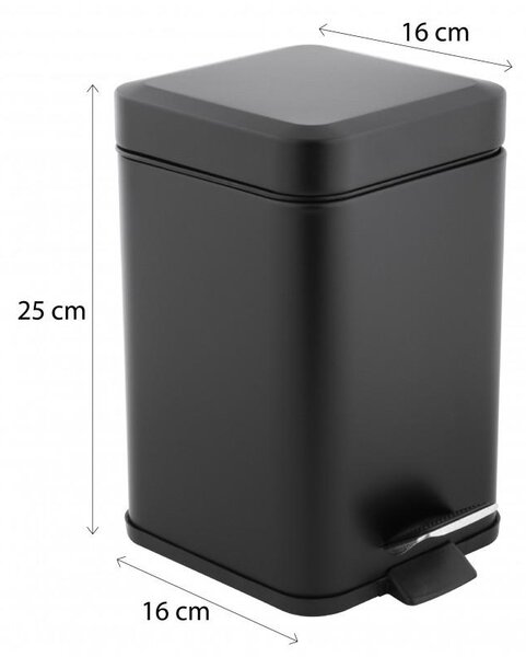 Erga Muti, négyzet alakú szemetes 3l álló, Soft-Close zárás, fekete matt, ERG-YKA-CH.MUTI-SC-BLK
