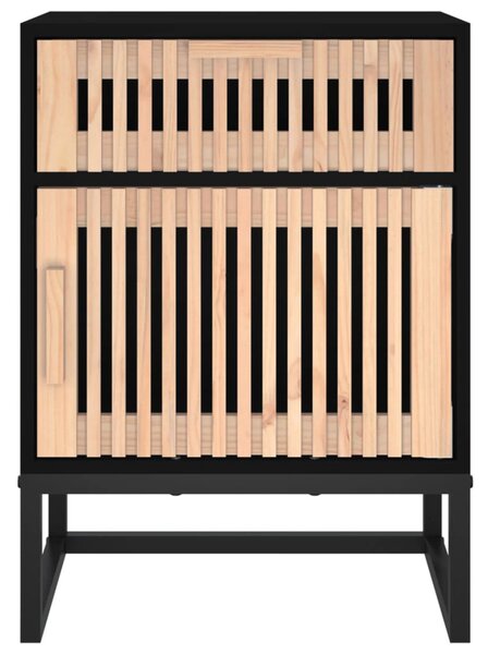 Fekete szerelt fa és vas éjjeliszekrény 40 x 30 x 55,5 cm