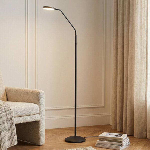 Lindby LED tölthető állólámpa Elvyn, fekete, állítható, dimmelhető, Fekete, Nappali / Étkező, fém, Modern
