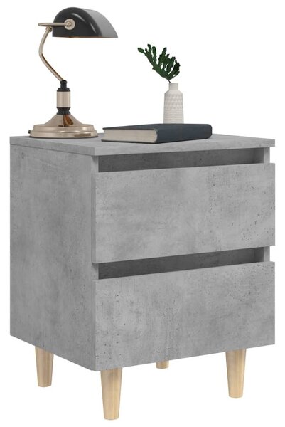 2 db betonszürke éjjeliszekrény tömör fenyő lábakkal 40x35x50cm