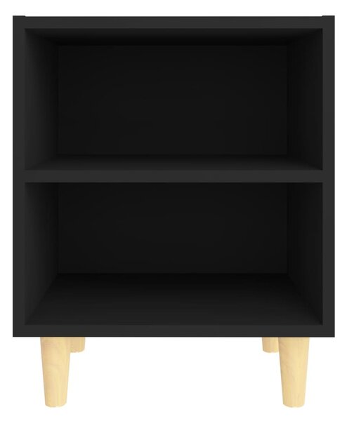 2 db fekete éjjeliszekrény tömör fa lábakkal 40 x 30 x 50 cm