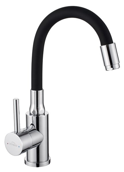 Invena Invena, BATERIA UMYWALKOWA SILVA Z RUCHOMĄ WYLEWKĄ, CHROME/CZARNA, INV-BU-86-008-L