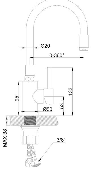 Invena Invena, BATERIA UMYWALKOWA SILVA Z RUCHOMĄ WYLEWKĄ, CHROME/CZARNA, INV-BU-86-008-L