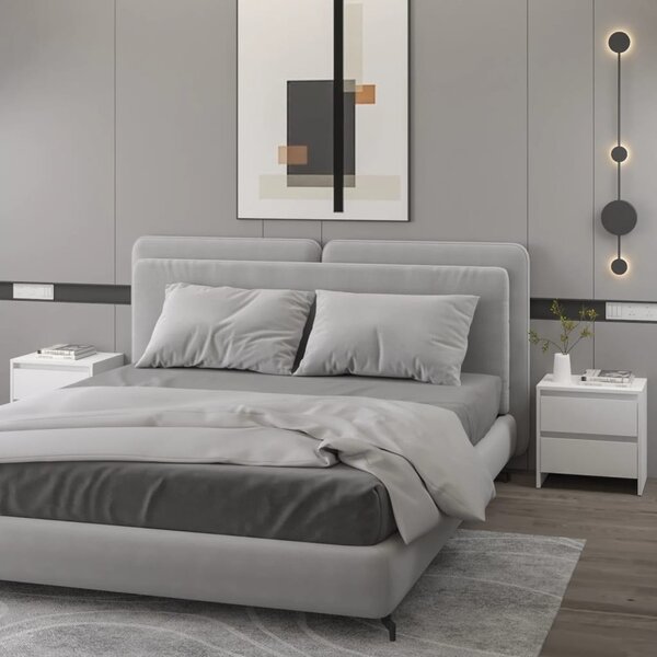 2 db fehér szerelt fa éjjeliszekrény 45 x 34,5 x 44,5 cm