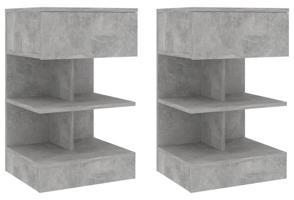 2 db betonszürke éjjeliszekrény 40 x 35 x 65 cm