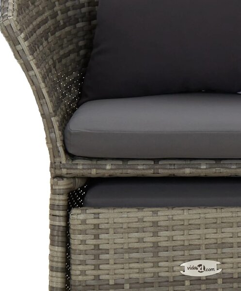 2 részes szürke polyrattan kerti ülőgarnitúra párnákkal