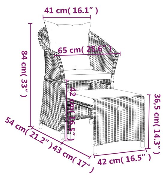 2 részes szürke polyrattan kerti ülőgarnitúra párnákkal