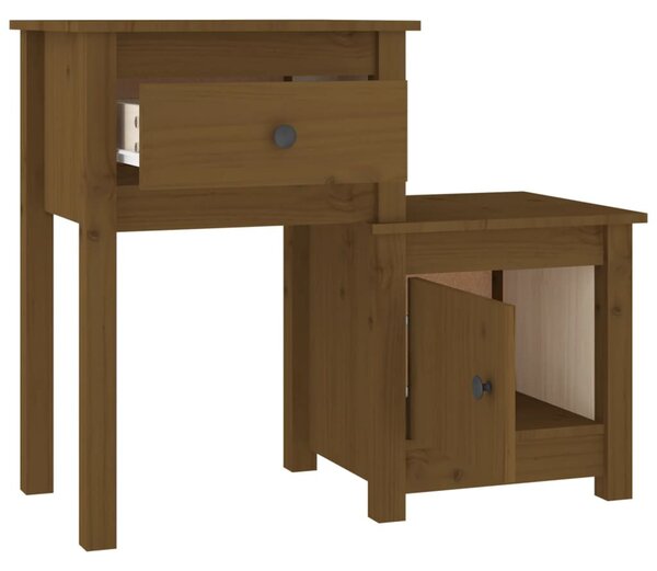 Mézbarna tömör fenyőfa éjjeliszekrény 79,5 x 38 x 65,5 cm