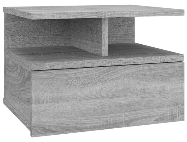 2 db szürke sonoma szerelt fa fali éjjeliszekrény 40x31x27 cm