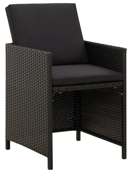 4 db fekete polyrattan kerti szék párnával