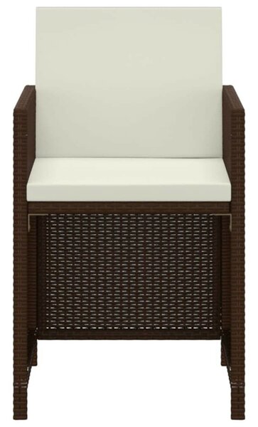 3 részes barna polyrattan kerti étkezőgarnitúra párnákkal