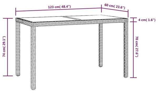 3 részes barna polyrattan kerti étkezőgarnitúra párnákkal