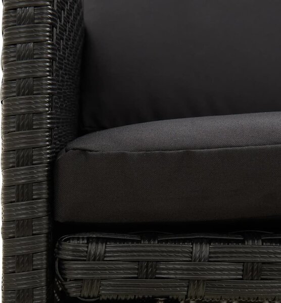 4 db fekete polyrattan kerti szék párnával