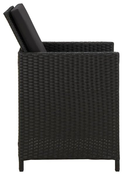 4 db fekete polyrattan kerti szék párnával