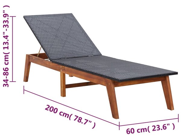 Polyrattan és tömör akácfa napozóágy asztallal