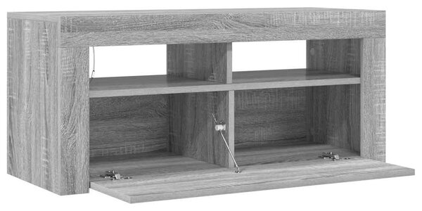 Szürke sonoma színű TV-szekrény LED-világítással 90x35x40 cm