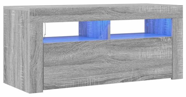 Szürke sonoma színű TV-szekrény LED-világítással 90x35x40 cm