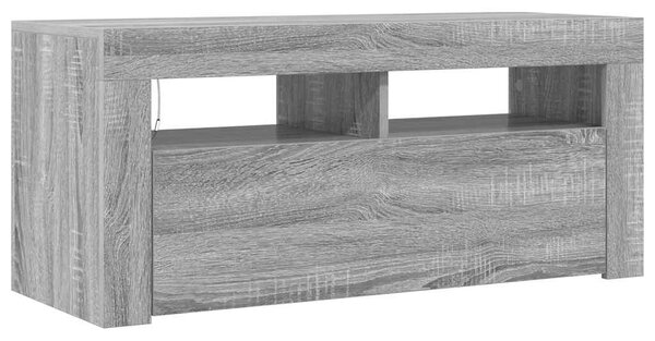 Szürke sonoma színű TV-szekrény LED-világítással 90x35x40 cm